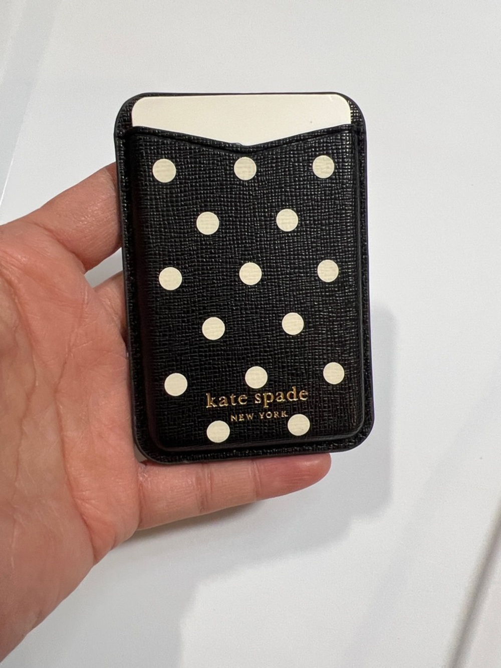 kate spade Black and white Polka Dot magnetic phone Card Wallet